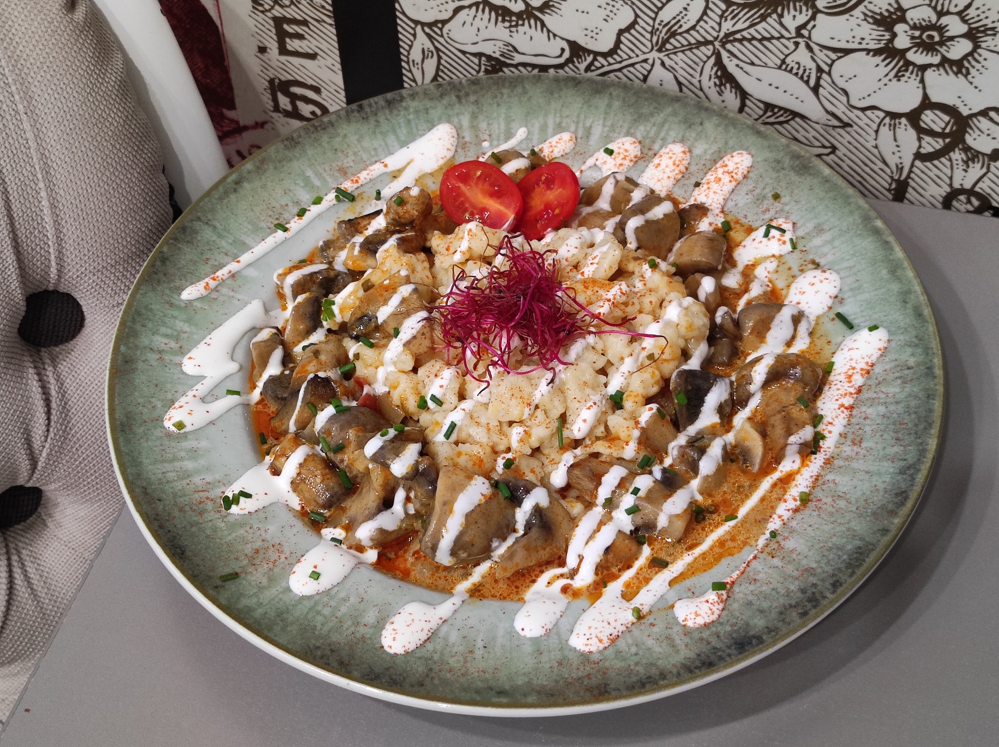 Gombapaprikás galuskával